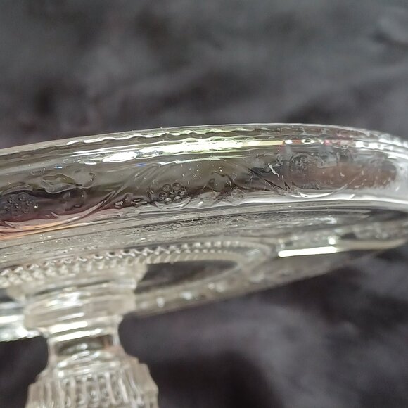 Antique 1880s Early American Pattern Glass Pedestal Cake Stand Made in USA Bryce - Picture 7 of 12